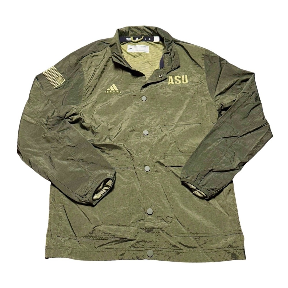 Adidas ASU Men's Olive Green Lightweight Snap Button Jacket Size M/M